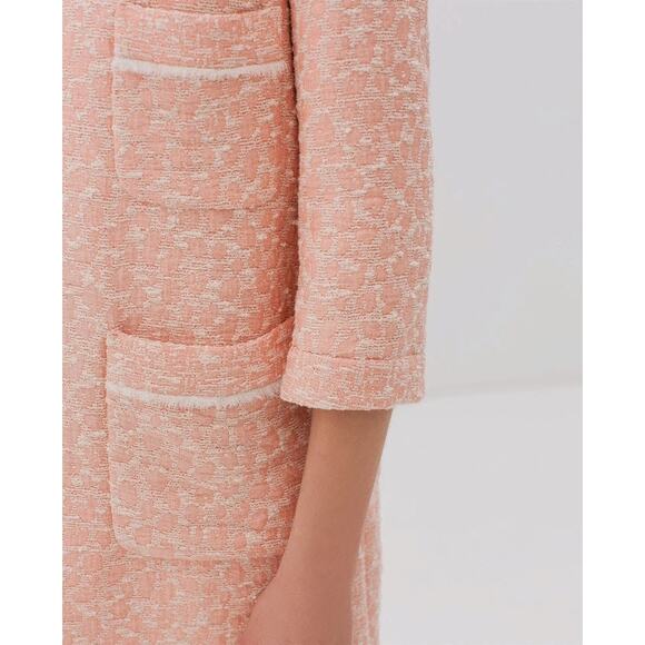 Zara Boucle Overcoat Size Medium Pink Peach Jacquard Shacket Jacket Coat - Picture 3 of 12